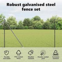 VidaXL Afrasteringspaal grijs 10 x 1,5 m (25 mm gaas) staal en pvc - thumbnail