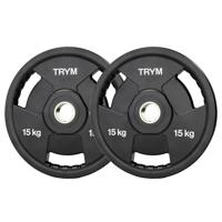 TRYM Olympische halterschijven set 2 x 15 kg - 50 mm - thumbnail