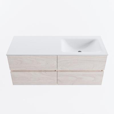 MONDIAZ VICA 120cm badmeubel onderkast Underlayment 4 lades. Wastafel CLOUD rechts 1 kraangat, kleur Talc.