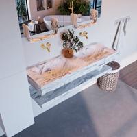 MONDIAZ ALAN-DLUX 130cm planchet Glace. Vrijhangende wastafel CLOUD dubbel zonder kraangat, kleur Glace. - thumbnail