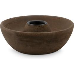 Vtwonen Candle holder round brown with black 10cm