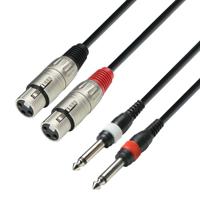 Adam Hall 3 Star TFP 0100 verloopkabel 2x XLR female naar 2x jack mono 1m - thumbnail