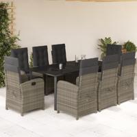 9-delige Tuinset met kussens poly rattan grijs - thumbnail