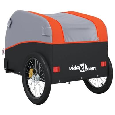 VidaXL Fietstrailer 45 kg ijzer zwart en oranje VidaXL Fietstrailer 45 kg ijzer zwart en oranje