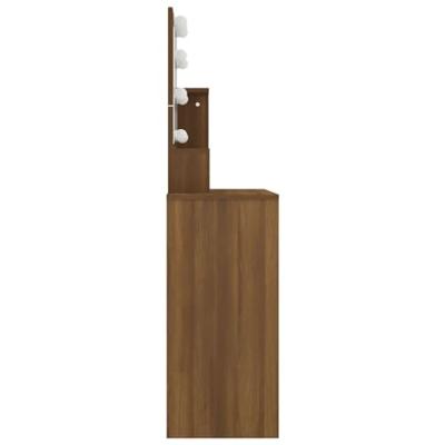 Kaptafel met LED-verlichting 86,5x35x136 cm bruineikenkleurig Kaptafel met LED-verlichting 86,5x35x136 cm bruineikenkleurig