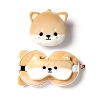 Relaxeazzz Pluche Shiba Inu Rond Reiskussen & Slaapmask - thumbnail