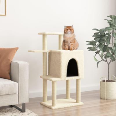 Kattenmeubel met sisal krabpalen 97 cm crmekleurig
