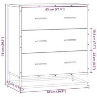 Dressoir 68x35x76 cm bewerkt hout en metaal zwart - thumbnail