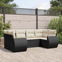 6-delige Loungeset met kussens poly rattan zwart - thumbnail