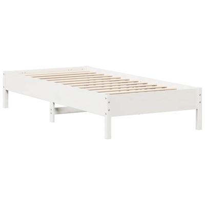 Bed met boekenkast zonder matras grenenhout wit 200x200 cm - thumbnail