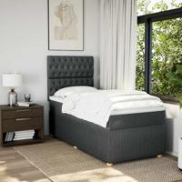 Boxspring met matras stof donkergrijs 90x190 cm - thumbnail