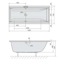 Ligbad Polysan Cleo Inbouw 160x75x48 cm Wit Polysan - thumbnail