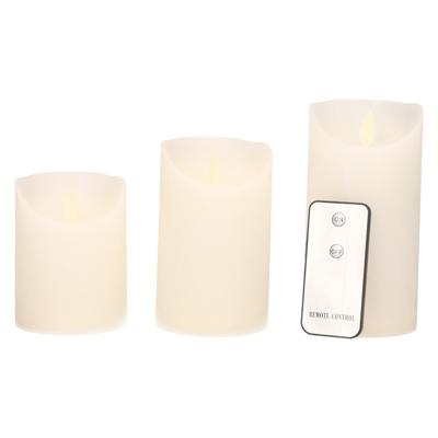 Batterijverlichting 3 kaarzen wax rustiek wit - met bewegende vlam Anna's Collection - Annas collection