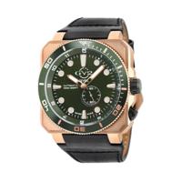 Gevril GV2 Automatic Men&apos;s XO Submarine Green Dial IP RG Case Black Calfskin Leather Watch 4533 Heren Horloge - thumbnail