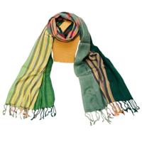 Gestreepte Sjaal van Katoenviscose (Groen) - thumbnail