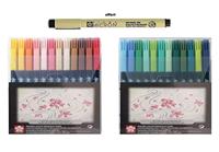 Fineliner sakura pigma micron ass + brushpen zw | 6 stuks - thumbnail