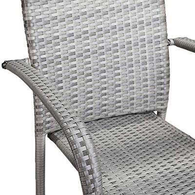 Polyrattan Stapelstoel Comfort Set van 4 kleur Grijs Polyrattan Stapelstoel Comfort Set van 4 kleur Grijs