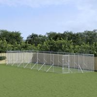 Hondenkennel voor buiten 4x16x2 m gegalvaniseerd staal zilver - thumbnail