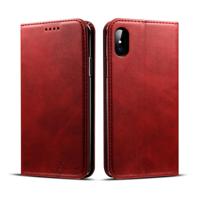 Suteni kalf textuur horizontale Flip lederen case voor iPhone X/XS met houder & kaartsleuven & portemonnee (rood) - thumbnail