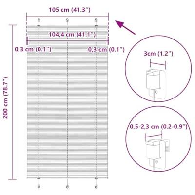 VidaXL Plissé rolgordijn 105x200cm stofbreedte 104,4cm polyester crème