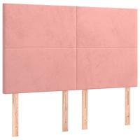 Bedframe met hoofdeinde fluweel roze 140x200 cm - thumbnail