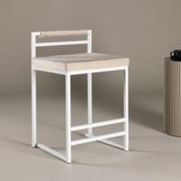 Nohr Barkruk 'Rudolfo' Velvet, kleur Beige (zithoogte 58cm) - thumbnail