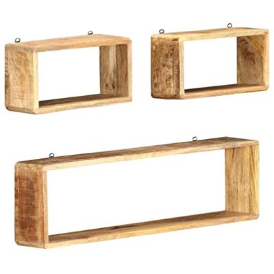 VidaXL 3-delige wandschappenset kubus massief mangohout