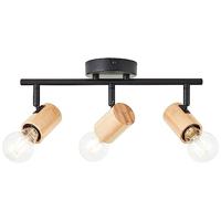 Brilliant PlafondlampKerry 3-lichts zwart met hout - 99715/76 - thumbnail