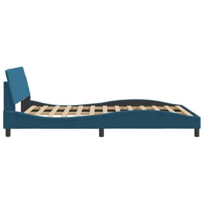 Bedframe met hoofdeinde fluweel blauw 120x200 cm