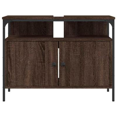Wastafelkast 60x30x60 cm bewerkt hout bruin eikenkleurig