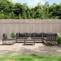 8-delige Loungeset met kussens poly rattan antracietkleurig - thumbnail