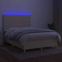 Boxspring met matras en LED stof crèmekleurig 140x200 cm - thumbnail