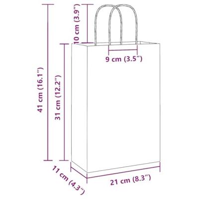 VidaXL Papieren zakken 250 st met hengsels 21x11x31 cm geel