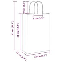 VidaXL Papieren zakken 250 st met hengsels 21x11x31 cm geel - thumbnail