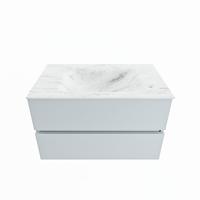 MONDIAZ VICA-DLUX 80cm badmeubel onderkast Clay 2 lades. Inbouw wastafel CLOUD midden zonder kraangat, kleur Opalo. - thumbnail