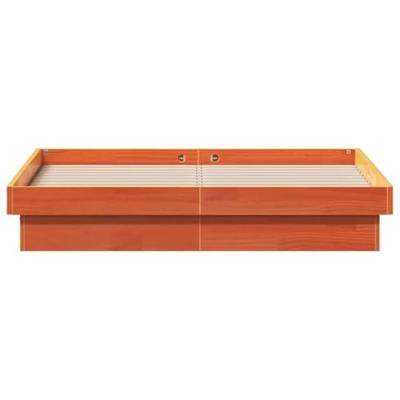 Bedframe met LED massief grenenhout wasbruin 120x190 cm