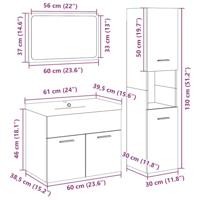 4-delige Badkamermeubelset bewerkt hout sonoma eikenkleurig - thumbnail