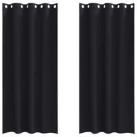 VidaXL Zwart-out gordijnen met ringen 2 pcs zwart 260 x 140 cm - thumbnail