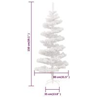 Kunstkerstboom met verlichting en standaard 150 cm PVC wit - thumbnail