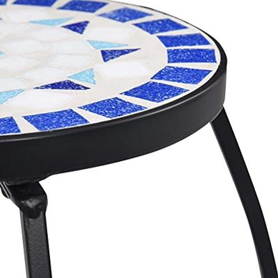 VidaXL Bijzettafels mozaïek 3 st keramiek blauw en wit