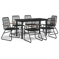 7-delige Tuinset PVC-rattan zwart - thumbnail