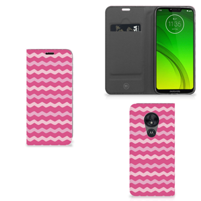 Motorola Moto G7 Power Hoesje met Magneet Waves Pink Motorola Moto G7 Power Hoesje met Magneet Waves Pink