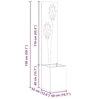 VidaXL Tuin privacy screen bloemen wit 32 x 140 cm koudgewalst staal
