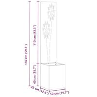 VidaXL Tuin privacy screen bloemen wit 32 x 140 cm koudgewalst staal - thumbnail