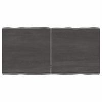 Tafelblad natuurlijke rand 120x60x(2-6)cm eikenhout donkerbruin - thumbnail