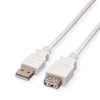 VALUE USB 2.0 kabel, type A-A, M/F, wit, 1,8 m - thumbnail