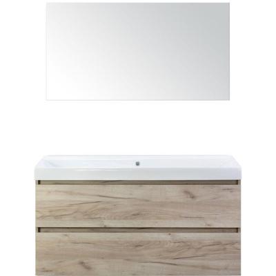 Maxx XL Badmeubelset 120 cm - Craft Oak - Wastafel Just Enkel Zonder Kraangat met Spiegel