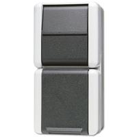 Jung 876W Wandcontactdoos Opbouwbehuizing 2-voudig Grijs 1 stuk(s) - thumbnail