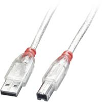 LINDY 41751 USB-kabel USB 2.0 USB-A stekker, USB-B stekker 0.50 m Transparant - thumbnail