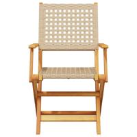 Tuinstoelen 8 st inklapbaar poly rattan en massief hout beige - thumbnail